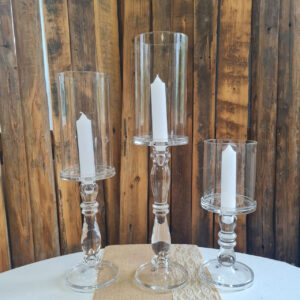 Lot de 3 bougeoirs en verre candela